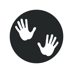 Hands in darkness graphic icon. Human hands sign in the circle isolated on white background. Vector illustration	