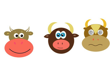 set of cute cartoon bulls