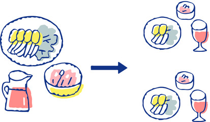 感染症予防対策　大皿料理を1人分に小分けする