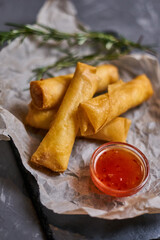 Deep-fried spring rolls with cheese