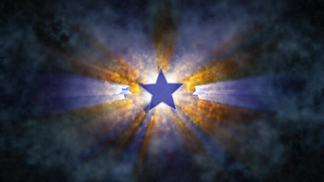 Energy rays and stars penetrate the gaseous space of the galaxy.
