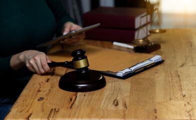 Fototapeta na wymiar lawyer lawsuit notary consultation and working in the office, Lawyer concept.