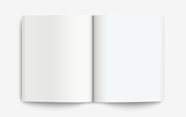 Realistic mockup book: Blank open book with shadows isolated on light background. Vector illustration EPS10	