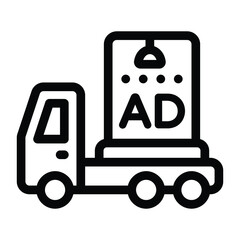 
Advertising van in editable glyph icon 
