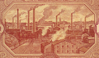 Przemysł - Panorama Łodzi na banknocie 1000 złotych z datą 15 stycznia 1946
- 400198858