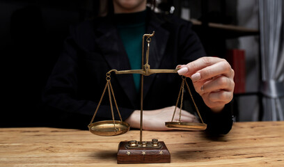 lawyer lawsuit notary consultation and lawyer woman hands working in the office, Lawyer concept.