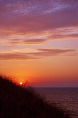 Beautiful sunset on the beach and sea