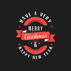 Merry christmas and happy new year. Design pattern for vintage badge, label, logo, emblem, greeting card, banner, flyer. Christmas calligraphic design elements and page decoration. Vector illustration