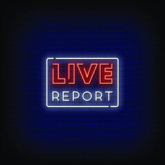 Live Report Neon Signs Style Text Vector