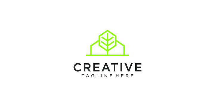 Home tree logo design concept