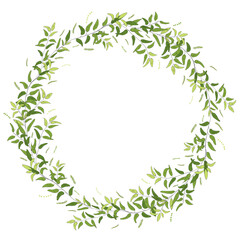 Hand drawn leaves wreath. Herbal vector frame for card, invitation, cover design. Botanical card template.