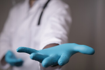 medical help doctor hands in gloves