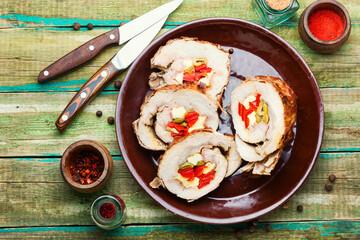 Tasty festive meat rolls