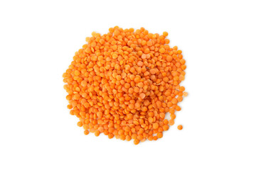 Heap of red legumes isolated on white background