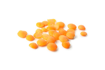 Uncooked red legumes isolated on white background