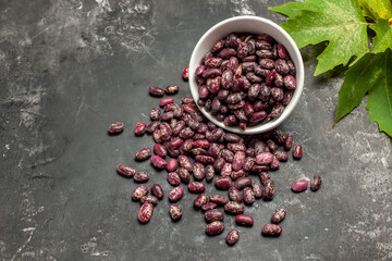 top view fresh raw beans on grey background food raw color