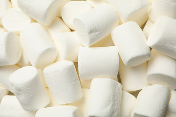 Sweet marshmallow on whole background, close up