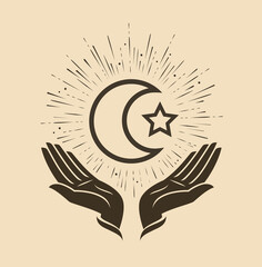 Islam. Star and crescent symbol vector
