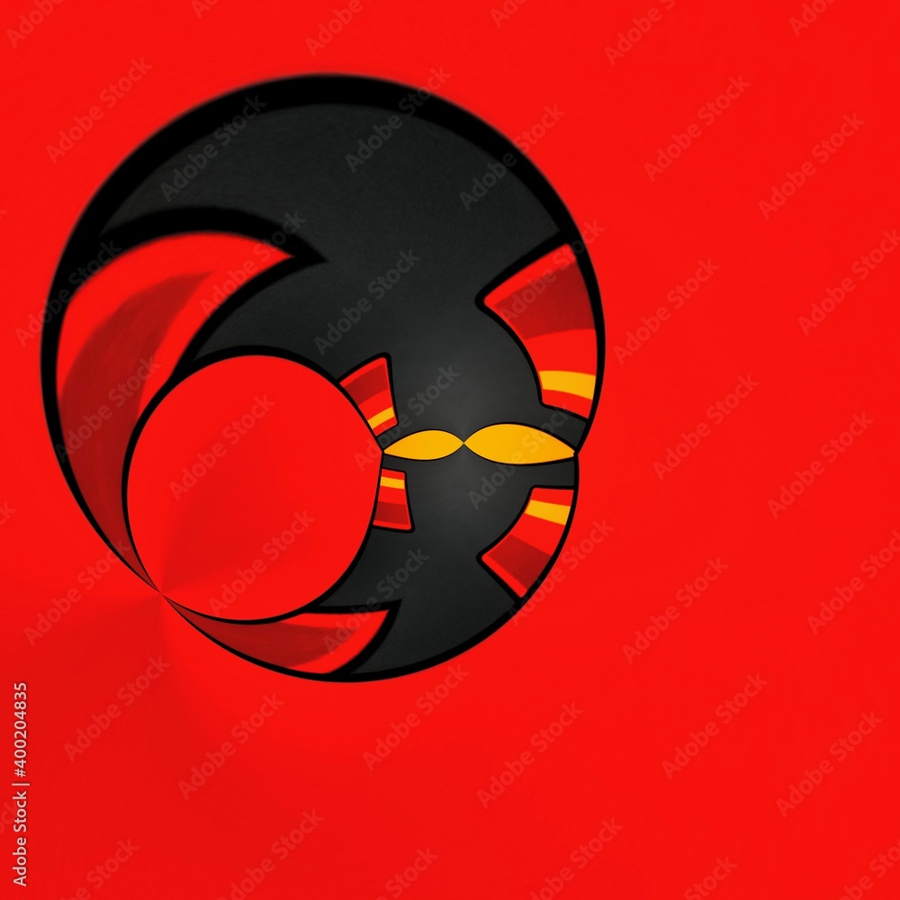 Poster vivid yellow and bright red coloured building block on dark grey background patterns and designs
