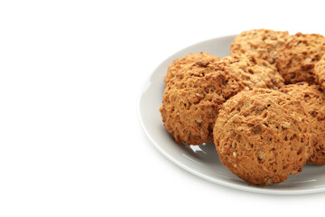 stack of cookies on the plate isolated on white