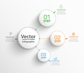 Business vector  infographic template with 3 steps.  Can be used for workflow layout, diagram, annual report, web design