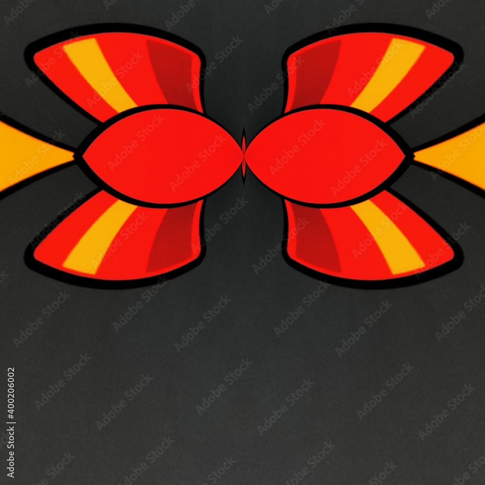Aufkleber vivid yellow and bright red coloured building block on dark grey background patterns and designs
