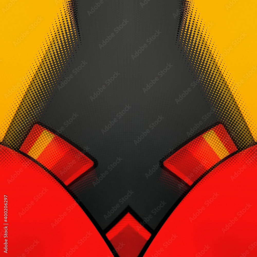 Aufkleber vivid yellow and bright red coloured building block on dark grey background patterns and designs