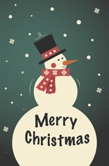 Vintage snowman on Christmas card