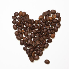 Heart, love of coffee, heart heart from coffee beans