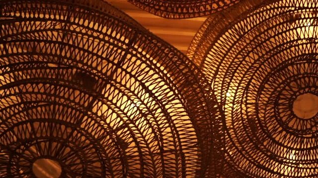 weaven rattan and bamboo handmade illuminated lamps beautiful decorative interior light