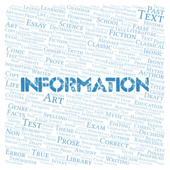 Information typography word cloud create with the text only