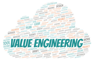 Fototapeta premium Value Engineering typography word cloud create with the text only