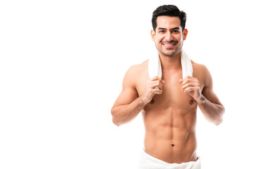 Fototapeta premium Good looking latin man in towel