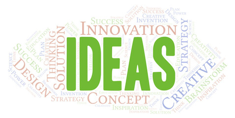 Ideas typography word cloud create with the text only.