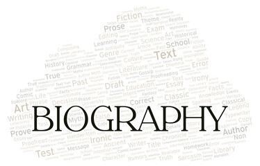 Naklejka premium Biography typography word cloud create with the text only
