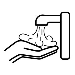 To wash hands icon. Covid-19, 2019-nCoV in China, Wuhan. Isolated on white background. Vector illustration eps10. Sign or symbol