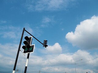 Traffic light on the road