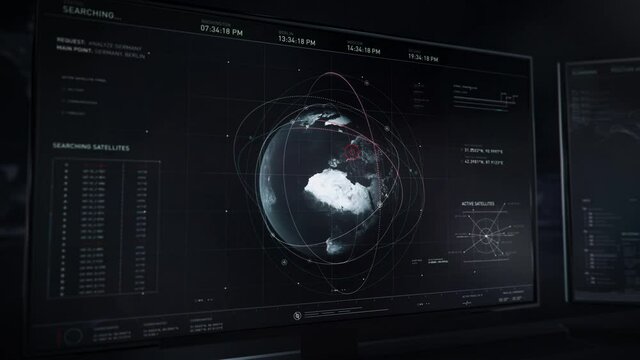 Triangulating Coordinates for secret aerial base. Multiple locations identified. Fetching imagery using 3 sattelites. Images captured for 3 distinct remote field locations. User interface.
