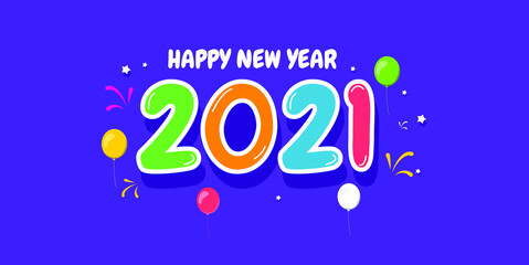 Happy new year 2021 vector template. Design for calendar design, banner or print.