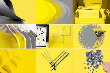 Collage of Color of the year 2021 with illuminating yellow and ultimate gray.