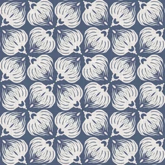 Foto auf Acrylglas Nahtloser französischer Bauernhausleinen druckte Blumendamasthintergrund. Provence blaugraue Leinenmusterbeschaffenheit. Im Shabby-Chic-Stil gewebter Unschärfehintergrund. Textil rustikaler Allover-Print © Limolida Studio