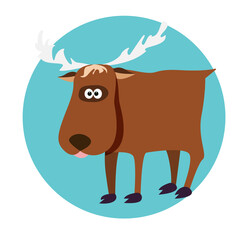 
Cute cartoon moose on an isolated background. Vector illustration in flat style. 
Forest animal - elk
