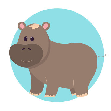 
Cute hippo smiling on isolated background, vector illustration in cartoon childish style, flat design