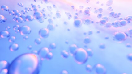 Abstract bokeh background of colorful bubbles 3d render
