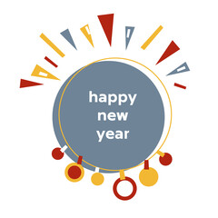 New Year card ball in the style of avant-garde, abstract art, flat, cartoon