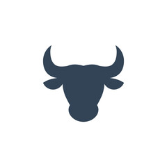 Bull head icon. Domestic animal silhouette isolated on the white background. Zodiac vector symbol.