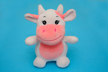 Symbol of the 2021 year. Cartoon cute fun cow.