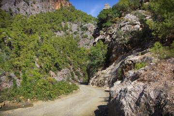 Tourist trail in the mountains of Turkey.