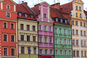 Wroclaw. Old colorful houses in the historical part of the city.