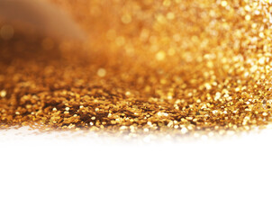 Soft focus blur Abstract light blur blink sparkle backgound. Gold (bronze) glitter shine dots confetti.